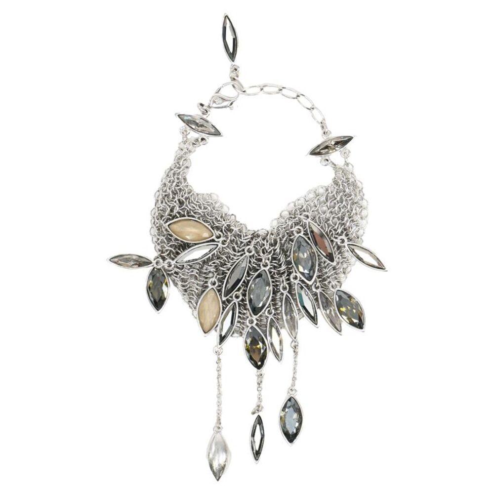 Swarovski Crystal-Embellished Chained Bracelet in Silver Metal